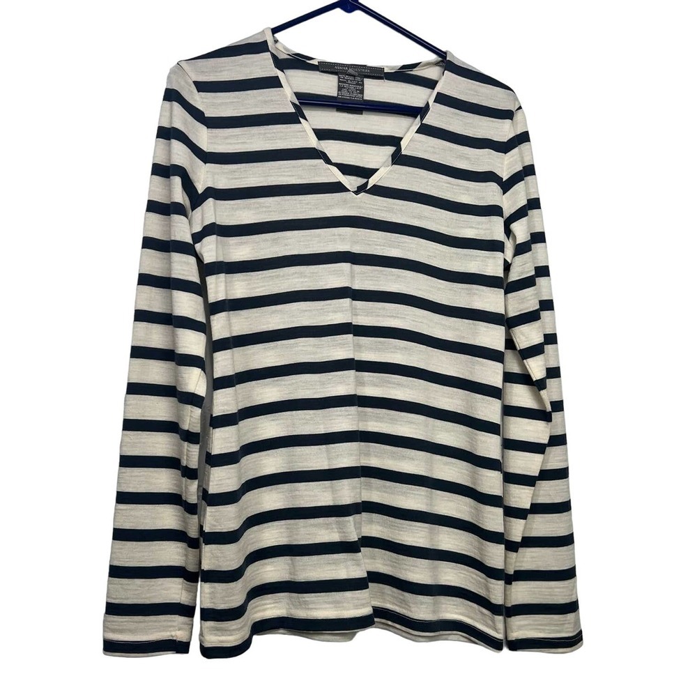 Noel Asmar Equestrian Merino Wool Stripped Long Sleeve Top Size M